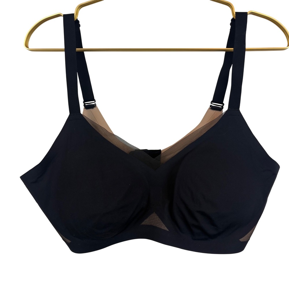 Honeylove Crossover Bra Black Sand Wireless Mesh Support Plus Size 2X
